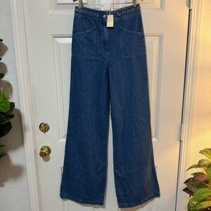 NWT Maje Phil High-rise Wide-leg Jeans In Denim Size 38 or US Size Medium
